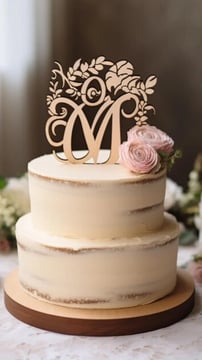 Simple And Elegant Monogram Baby Shower Cakes